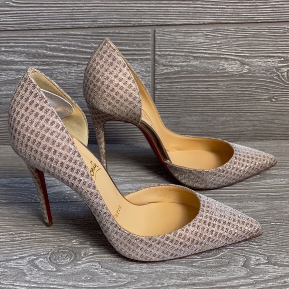 Christian Louboutin Shoes - Christian Louboutin Iriza Rose Gold Sparkle Heels